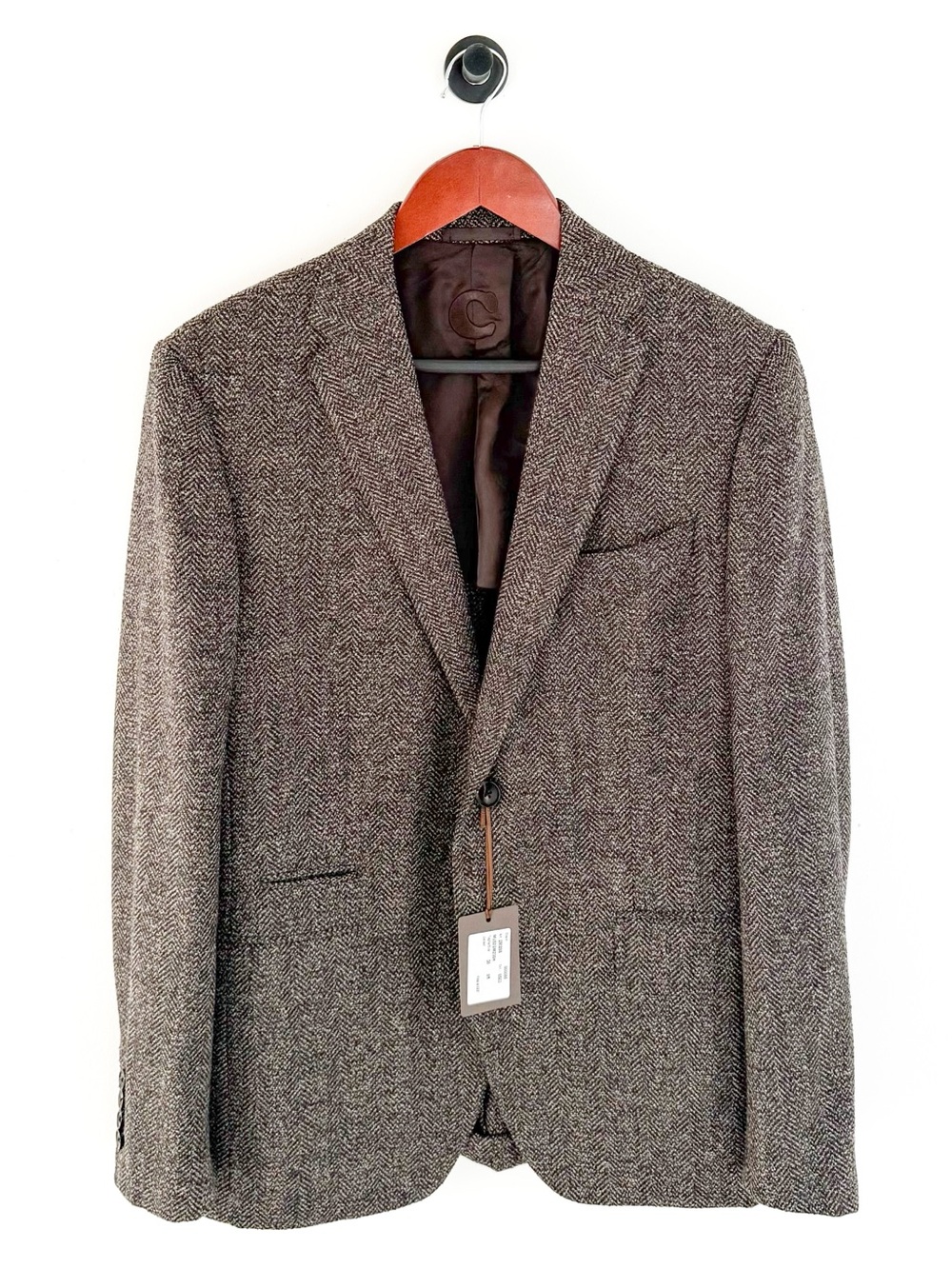 NWT NEW Caruso Tweed Brown Herringbone Wool Silk Blazer Classic Sport Coat 40R